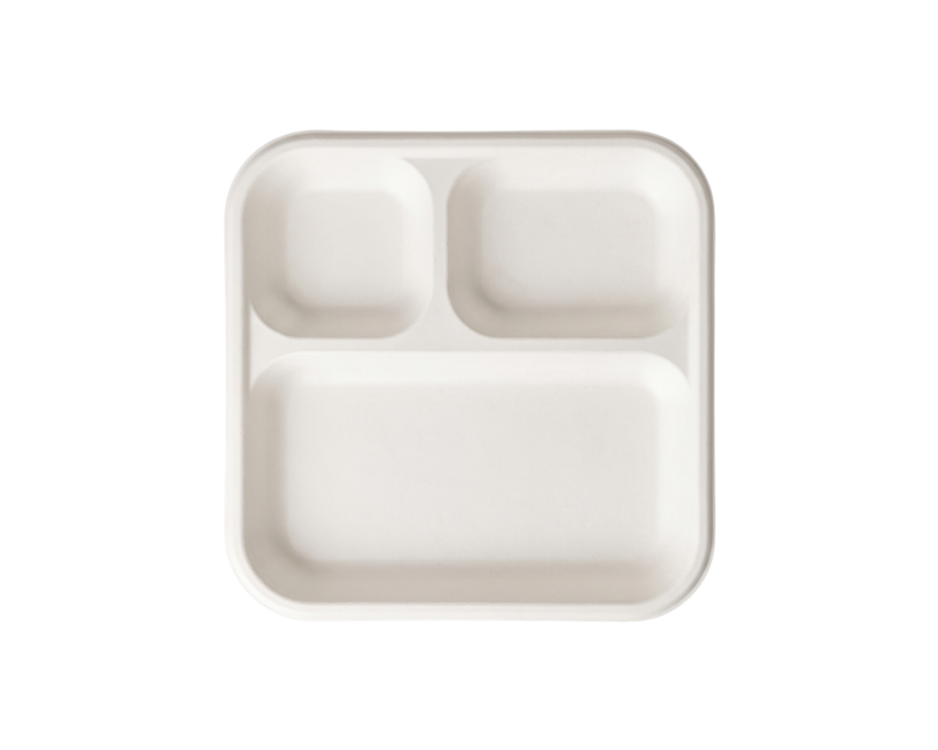 9 Inch Square Plate 3 Compartments